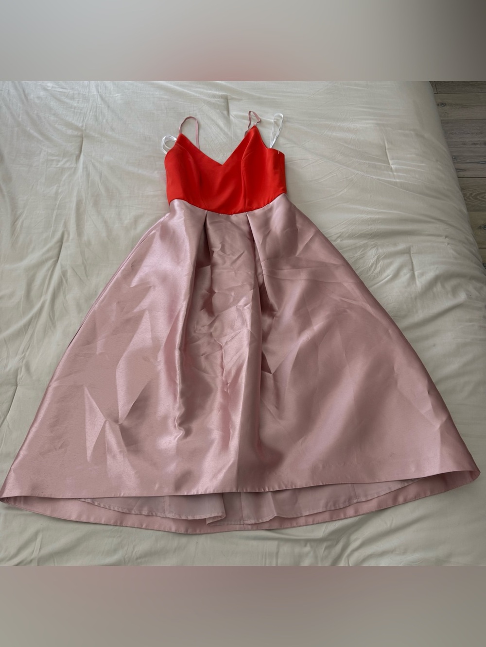 Phoebe Couture Two-Tone Satin Party Dress - Red Bodice, Pink Skirt size 4